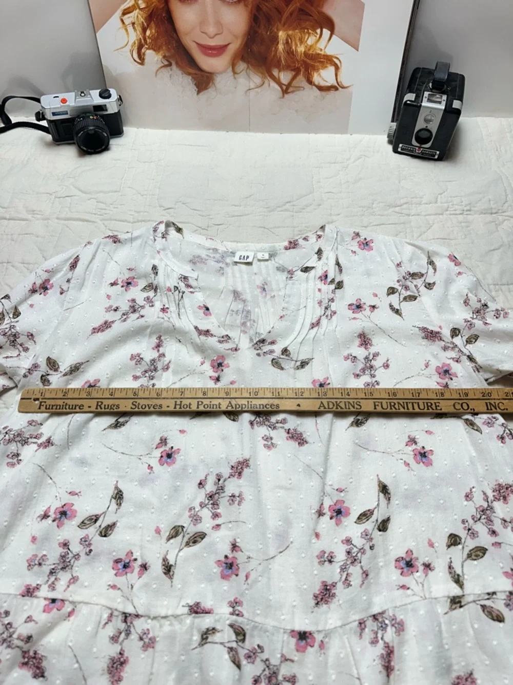 GAP Floral Cotton Peplum Top M Cottagecore Romantic Boho Prairie Blouse